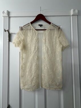 Express Ivory Lace Short Sleeve Blouse